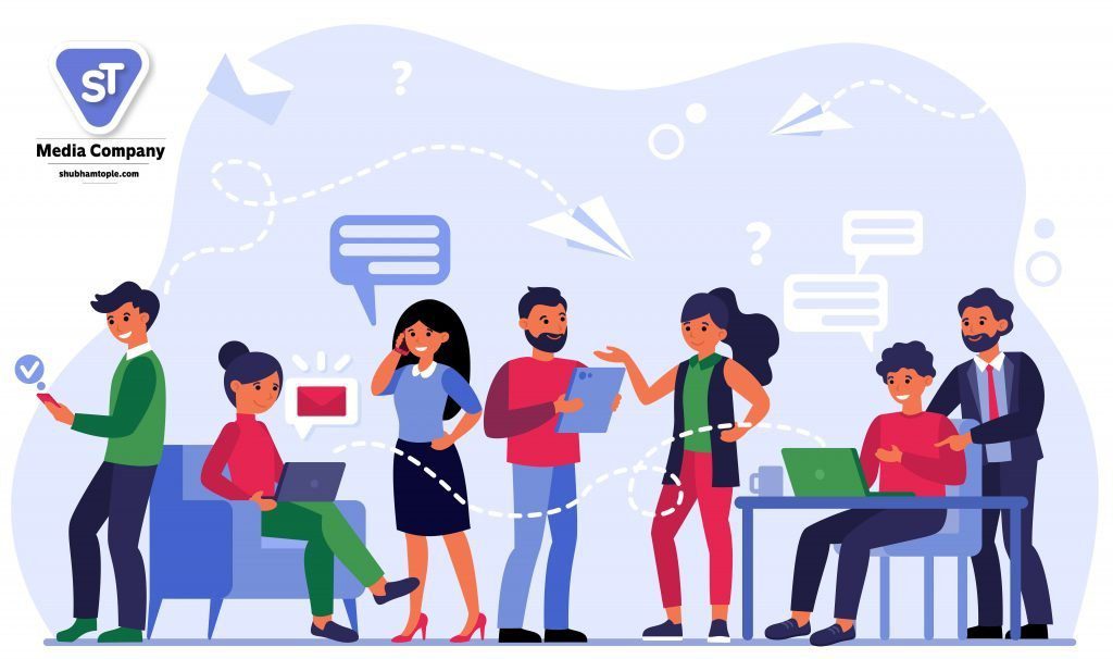 people discussing vector image