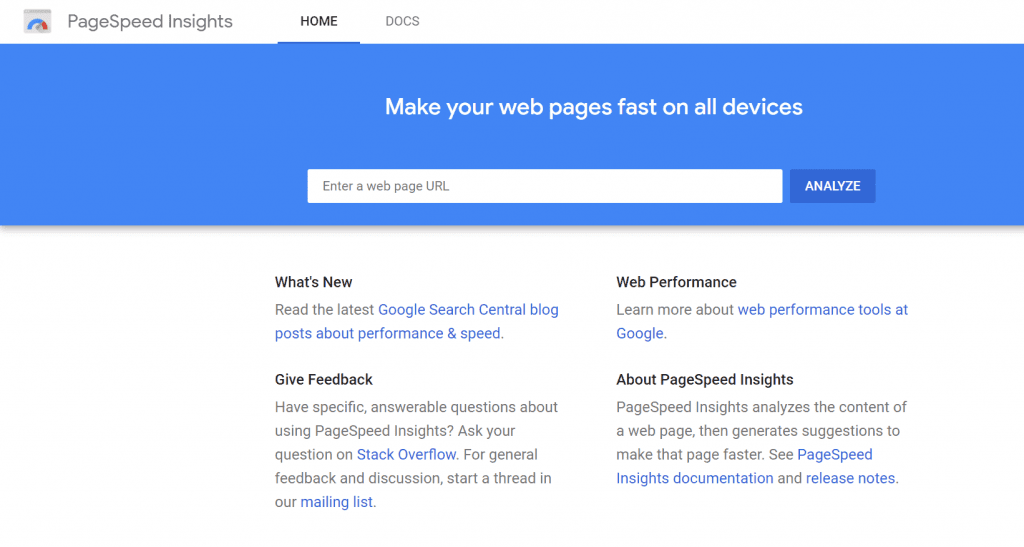 google pagespeed insights