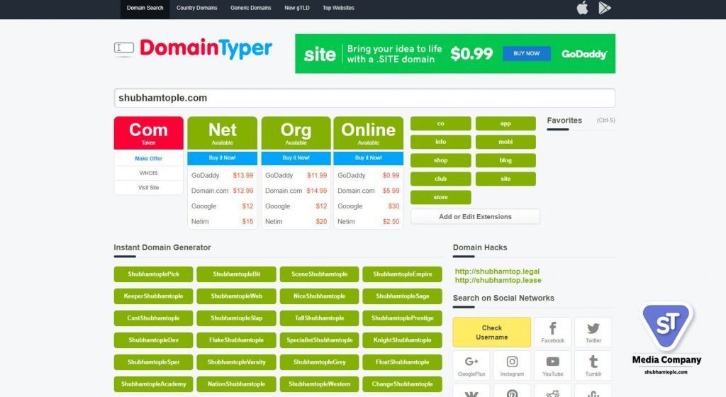 domains typer